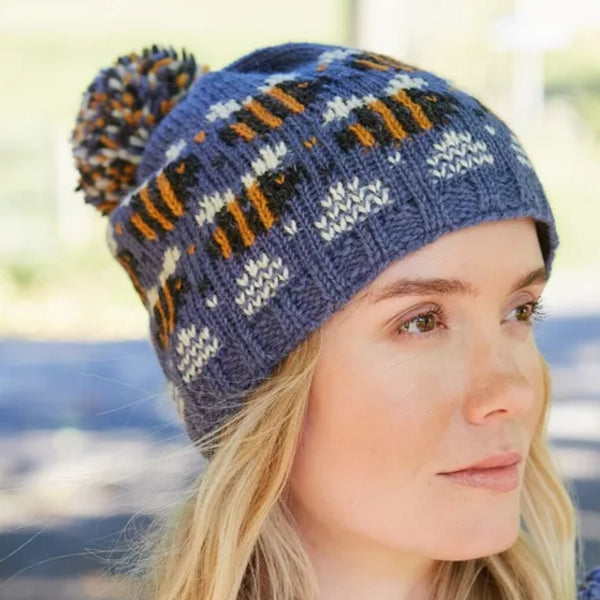 The Hat Shop Ladies Pachamama Beehive Bobble Beanie 'Denim"