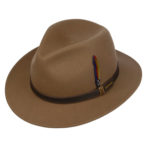 The Hat Shop Stetson Delvaro Soft Felt Wool Traveller Hat Brown
