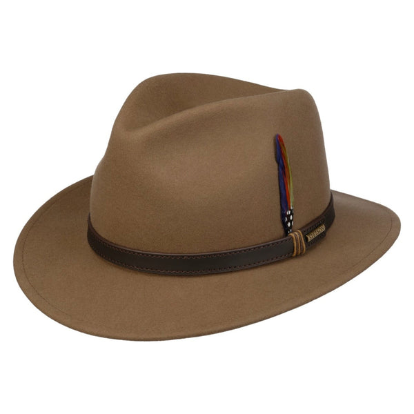 The Hat Shop Stetson Delvaro Soft Felt Wool Traveller Hat Brown