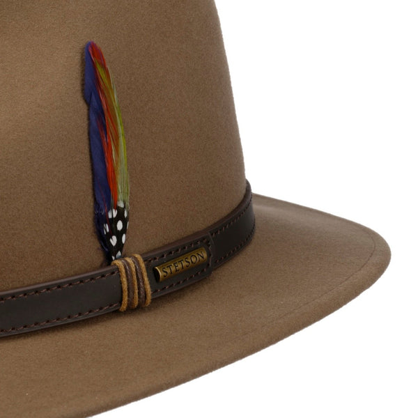 The Hat Shop Stetson Delvaro Soft Felt Wool Traveller Hat Brown