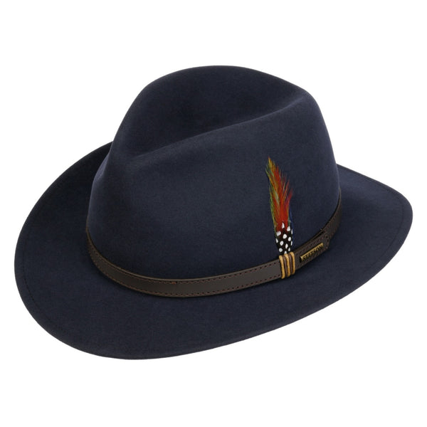 The Hat Shop Stetson Delvaro Soft Felt Traveller Hat Navy