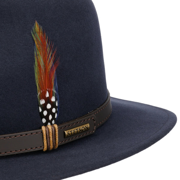 The Hat Shop Stetson Delvaro Soft Felt Traveller Hat Navy
