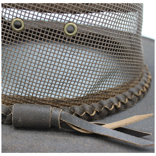 The Hat Shop Heather Leather Mesh Bush Hat Side