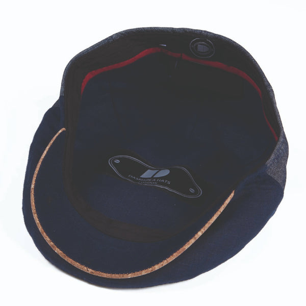 The Hat Shop Dasmarca Cotton-Linen Flat Cap 'Navy'