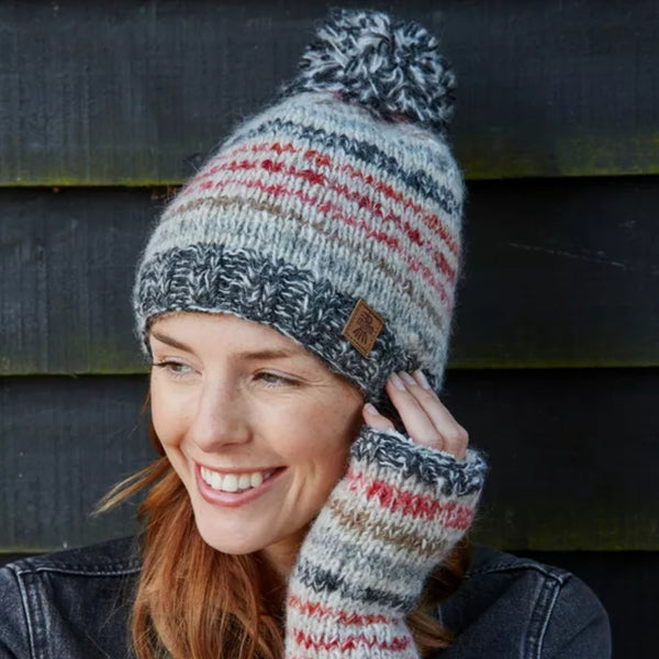 The Hat Shop Ladies Pachamama Langtang Bobble Beanie 'Red Earth'