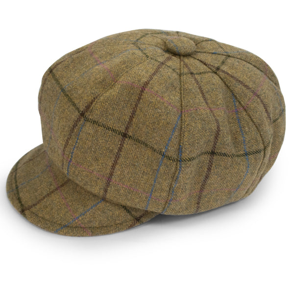 The Hat Shop Ladies Denton 100% Wool Chelsea Cap Green-Blue Tweed