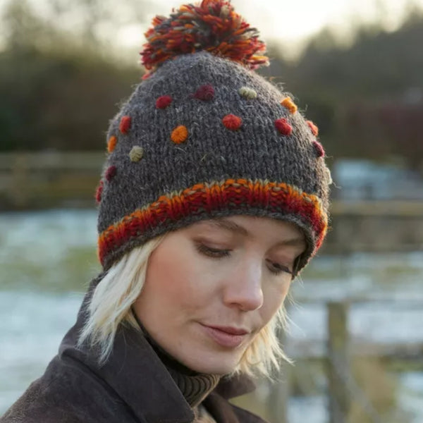 The Hat Shop Ladies Pachamama Montpellier Bobble Hat 'Bark'