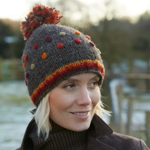The Hat Shop Ladies Pachamama Montpellier Bobble Hat 'Bark'