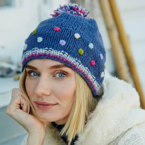 The Hat Shop Ladies Pachamama Montpellier Bobble Hat 'Denim'