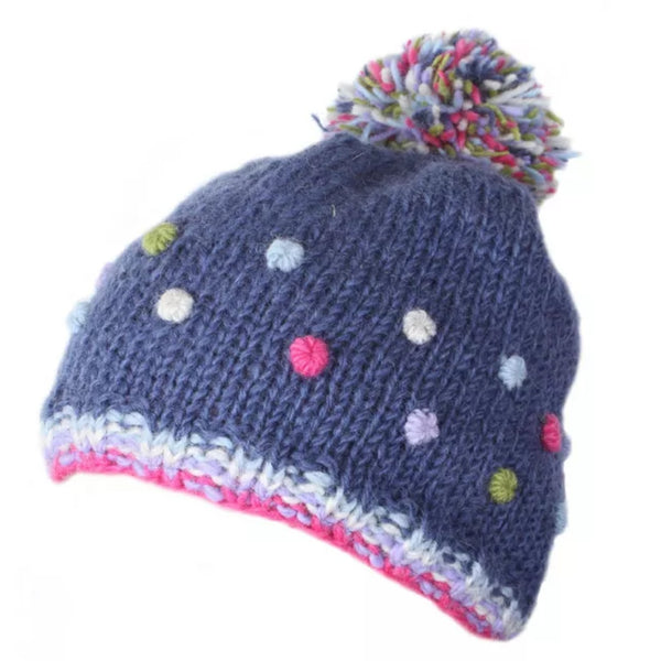 The Hat Shop Ladies Pachamama Montpellier Bobble Hat 'Denim'