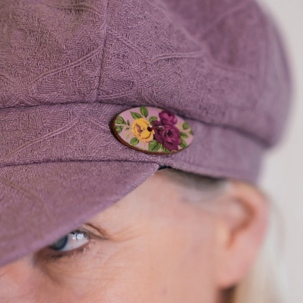 The Hat Shop Ladies Soft Damask Cotton Bakerboy Hat Aubergine