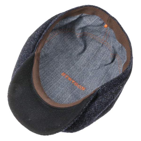 The Hat Shop Stetson Hatteras Shetland Wool Flat Cap 'Navy'