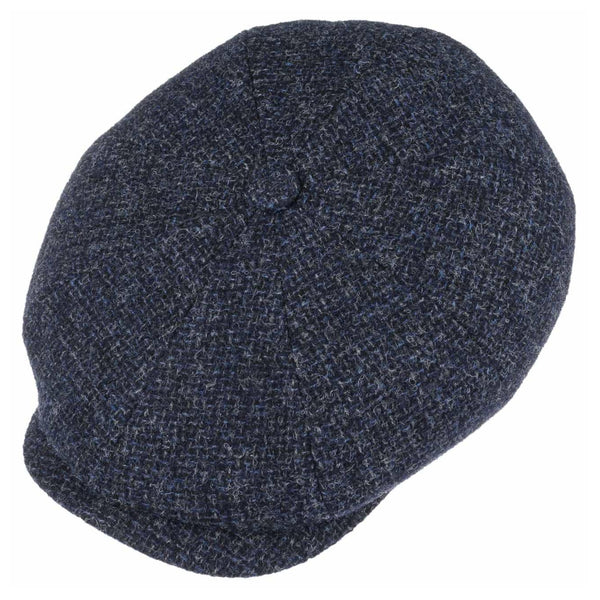 The Hat Shop Stetson Hatteras Shetland Wool Flat Cap 'Navy'