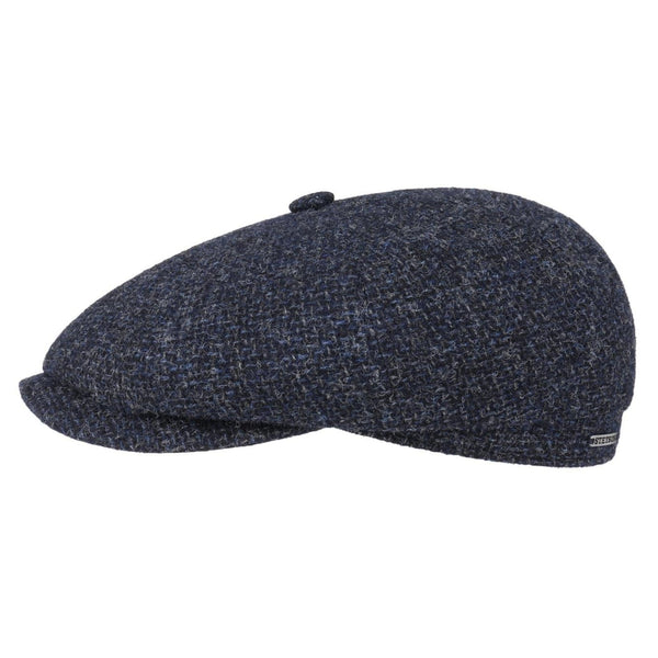 The Hat Shop Stetson Hatteras Shetland Wool Flat Cap 'Navy'