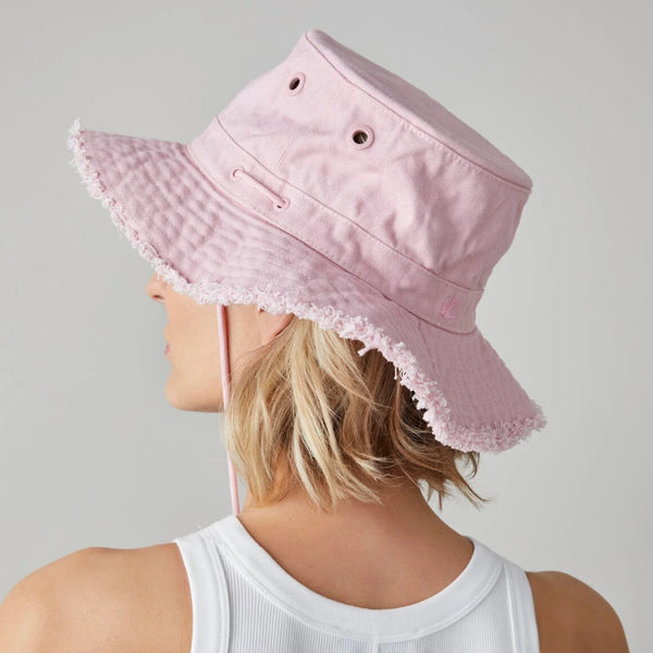 The Hat Shop Tilley Wanderer Fringe Hat Pink Lifestyle