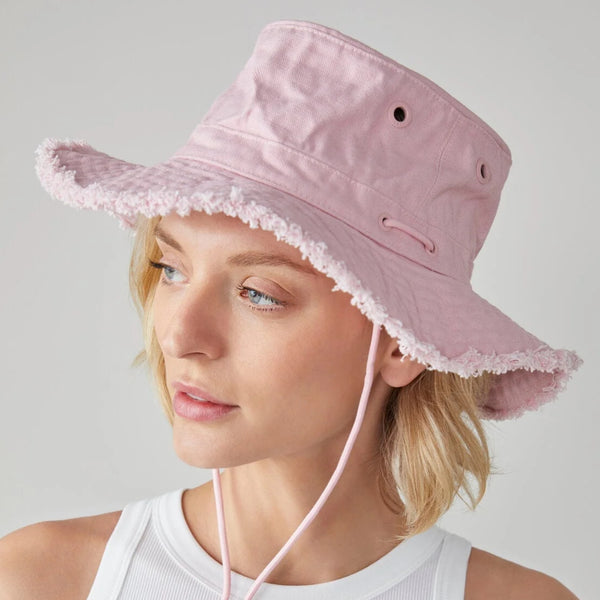The Hat Shop Tilley Wanderer Fringe Hat Pink