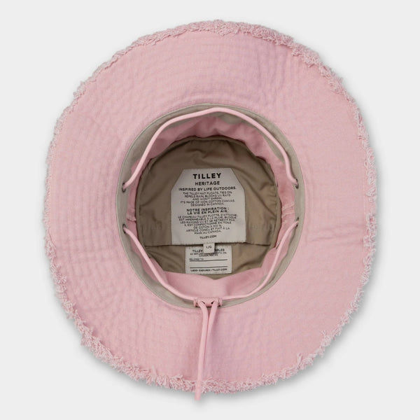 The Hat Shop Tilley Wanderer Fringe Hat Pink Underside