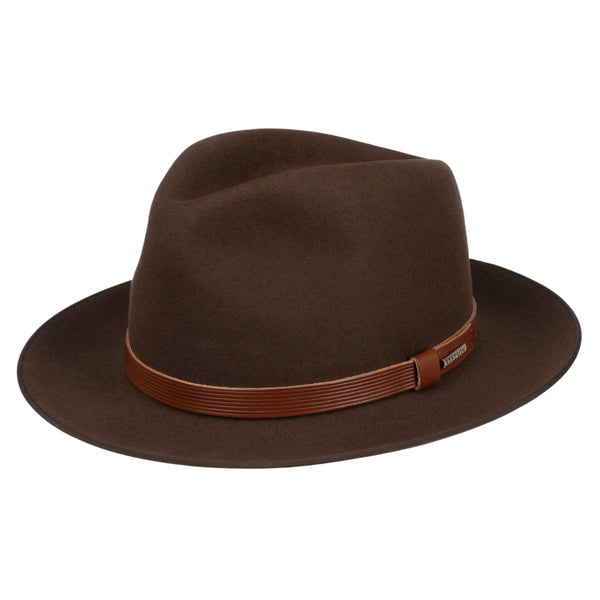 The Hat Shop Stetson Vanderson Fedora Fur Felt Hat Brown