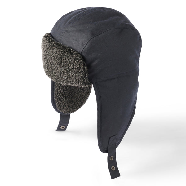 The Hat Shop Failsworth Wax Cotton Water-Resistant Trapper Hat Navy