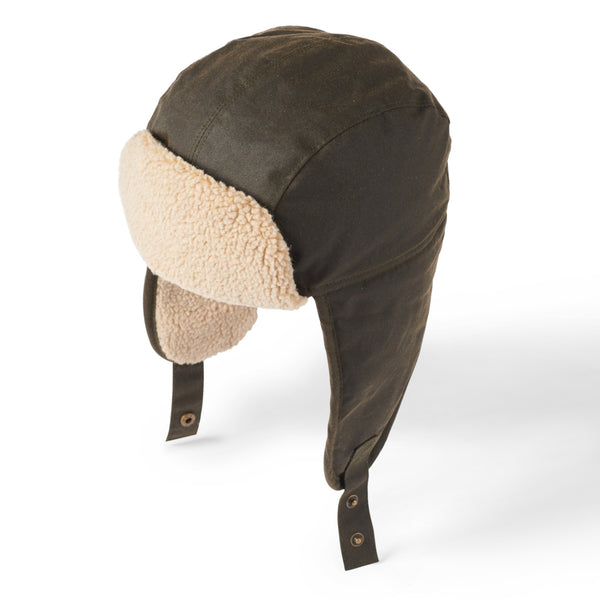 The Hat Shop Failsworth Wax Cotton Water-Resistant Trapper Hat Olive