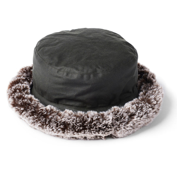 The Hat Shop Failsworth ladies faux-fur wax hat, Olive