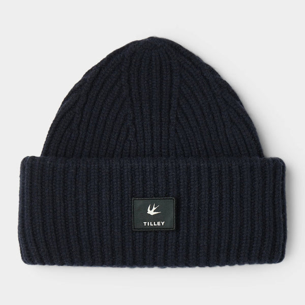 The Hat Shop Tilley 100% Merino Wool Alpine Beanie Hat Black