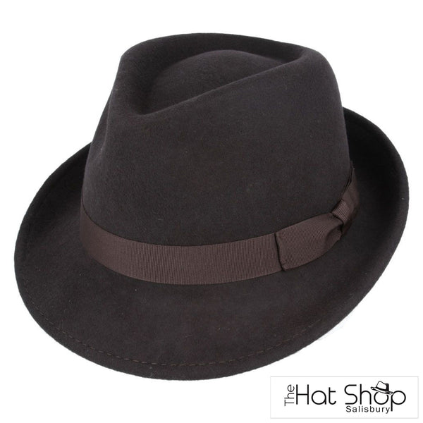 The Hat Shop Wool Felt Trilby Brown