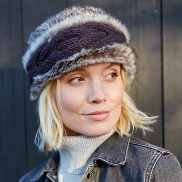 The Hat Shop Ladies Pachamama Chamonix Faux Fur Headband Charcoal