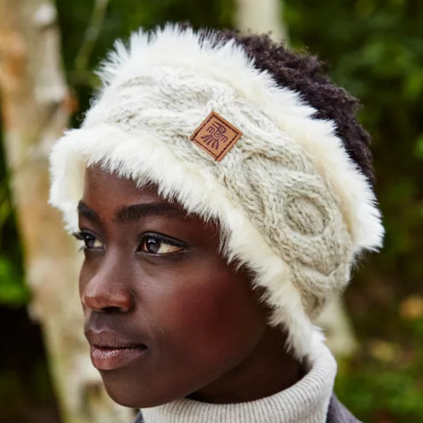 The Hat Shop Ladies Pachamama Chamonix Faux Fur Headband Oatmeal