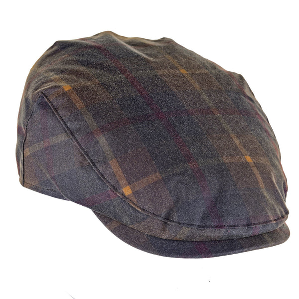 The Hat Shop Heather Charles tartan wax flat cap, hunter