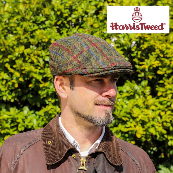 The Hat Shop Denton Harris Tweed Cheshire Flat Cap HT7 Red Tweed