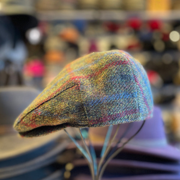 The Hat Shop Denton Harris Tweed Cheshire Flat Cap HT7 Red Tweed