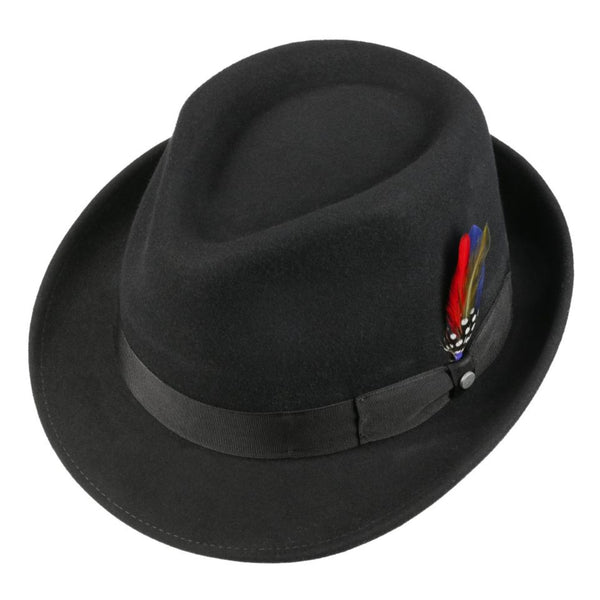 The Hat Shop Stetson Elkader Trilby Felt Hat Black
