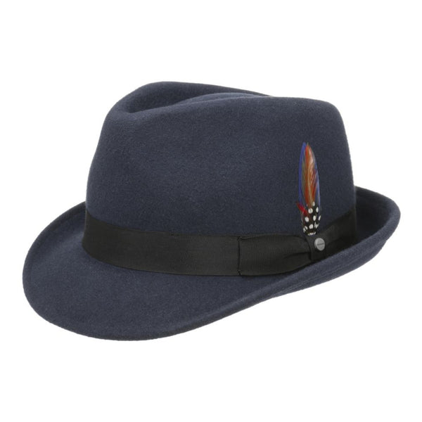 The Hat Shop Stetson Elkader Trilby Felt Hat Navy