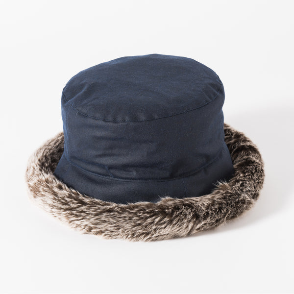 The Hat Shop Failsworth ladies faux-fur wax hat, Navy