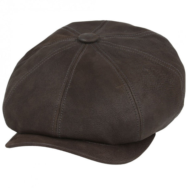 The Hat Shop Gladwin Bond sheepskin 8 piece bakerboy, brown