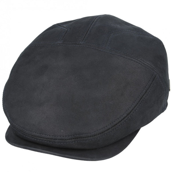 The Hat Shop Gladwin Bond Sheepskin Flat Cap, vintage black