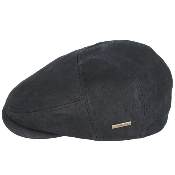 The Hat Shop Gladwin Bond Sheepskin Flat Cap, vintage black