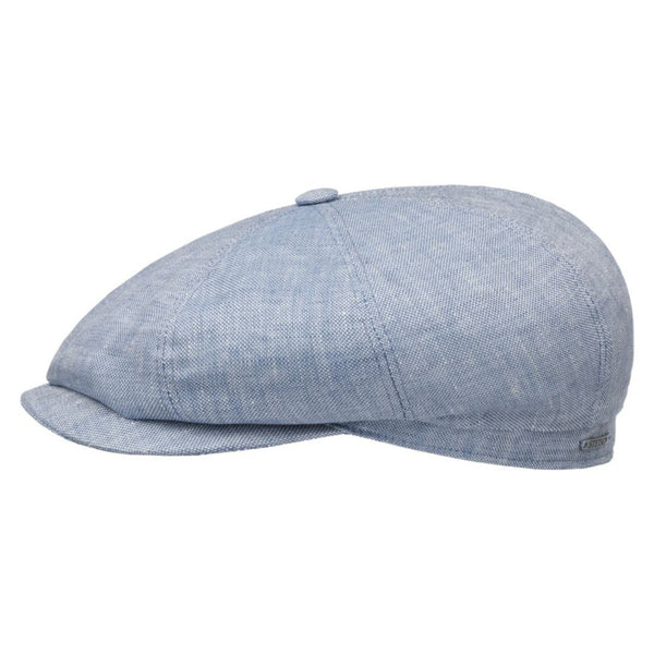 The Hat Shop Stetson Hatteras Classic Linen Flat Cap Blue