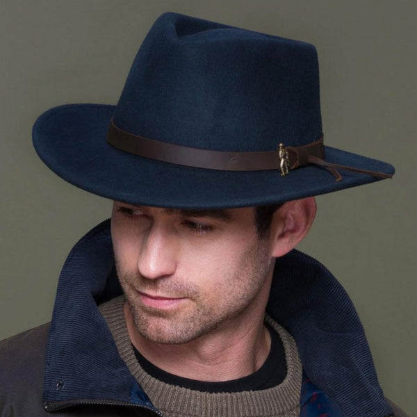 The Hat Shop Jack Murphy Boston Crushable Felt Hat Navy