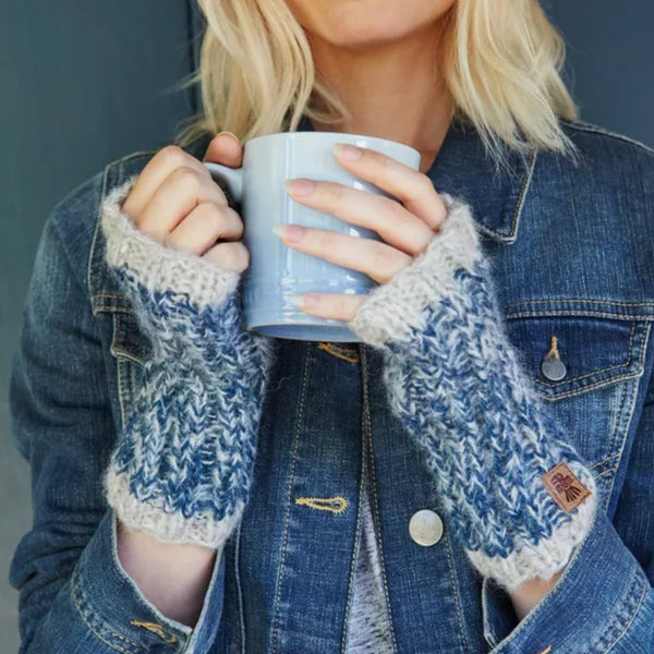 The Hat Shop Ladies Pachamama Lhasa Wool handwarmers Teal Blue