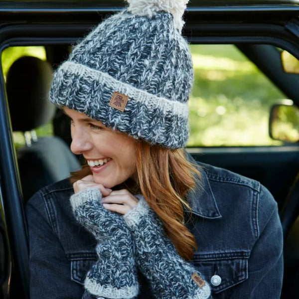 The Hat Shop Ladies Pachamama Lhasa Wool handwarmers Teal Blue