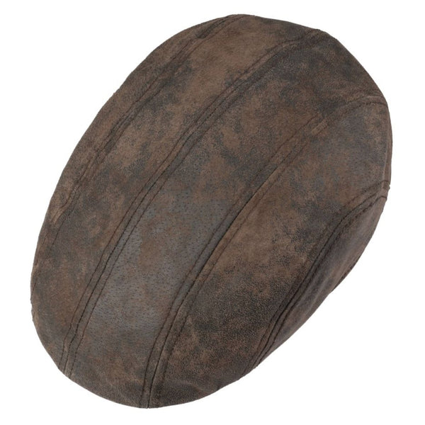 The Hat Shop Stetson Madison Leather Flat Cap Brown