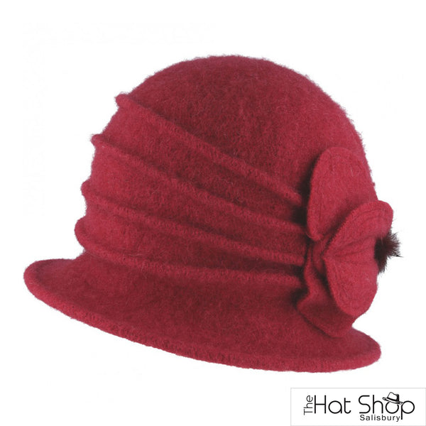 The Hat Shop Maz 1920s Wool Cloche Hat wine