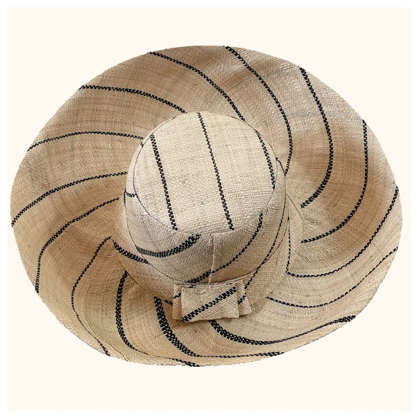 Ladies Raffia Mimosa Summer Hats Pinstripe Natural
