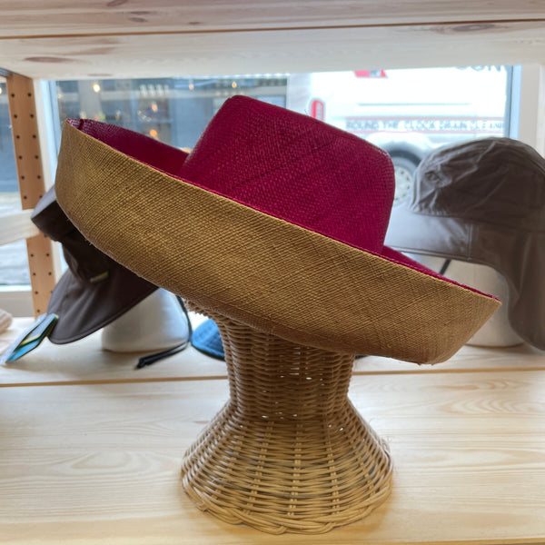 Ladies Raffia Mimosa Summer Hats Bright Pink
