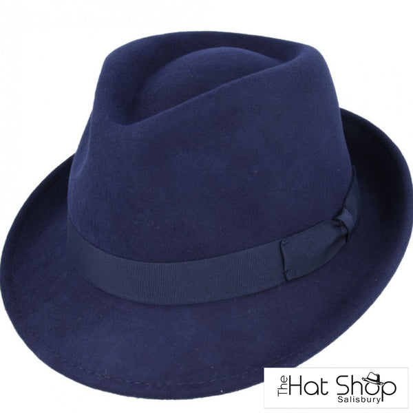 The Hat Shop Wool Felt Trilby Navy