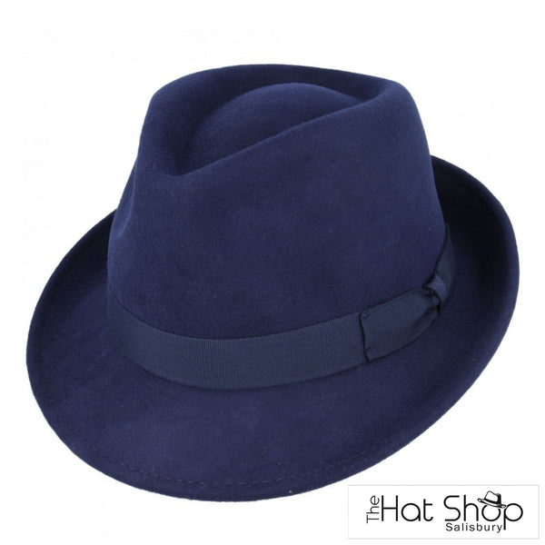 The Hat Shop Wool Felt Trilby Navy