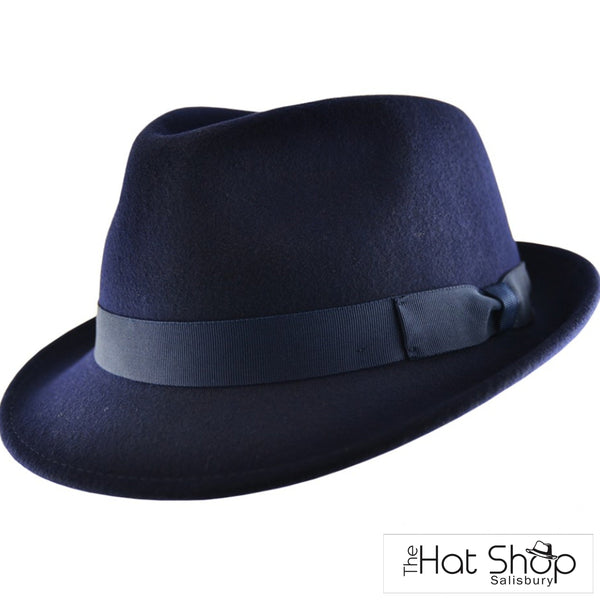 The Hat Shop Wool Felt Trilby Navy