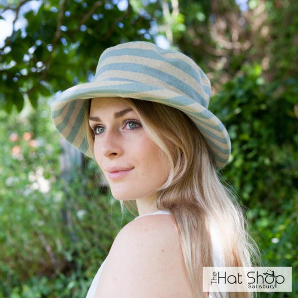 The Hat Shop Proppa Toppa Japanese Linen Sun Hat Blue